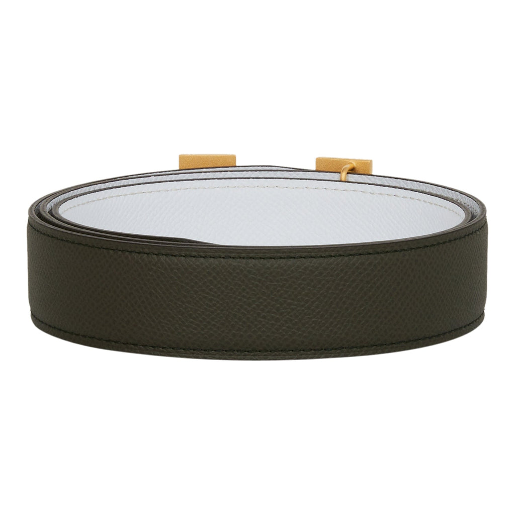 Hermes 32mm Taupe/Curry Epsom Leather Palladium Plated Constance Belt Size  80 - Yoogi's Closet