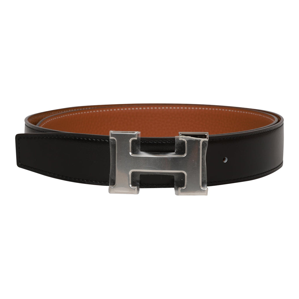 Hermes 32mm Reversible Black/Gold Constance H Belt 90cm Palladium Buckle Black/Gold New or Never Worn Calfskin
