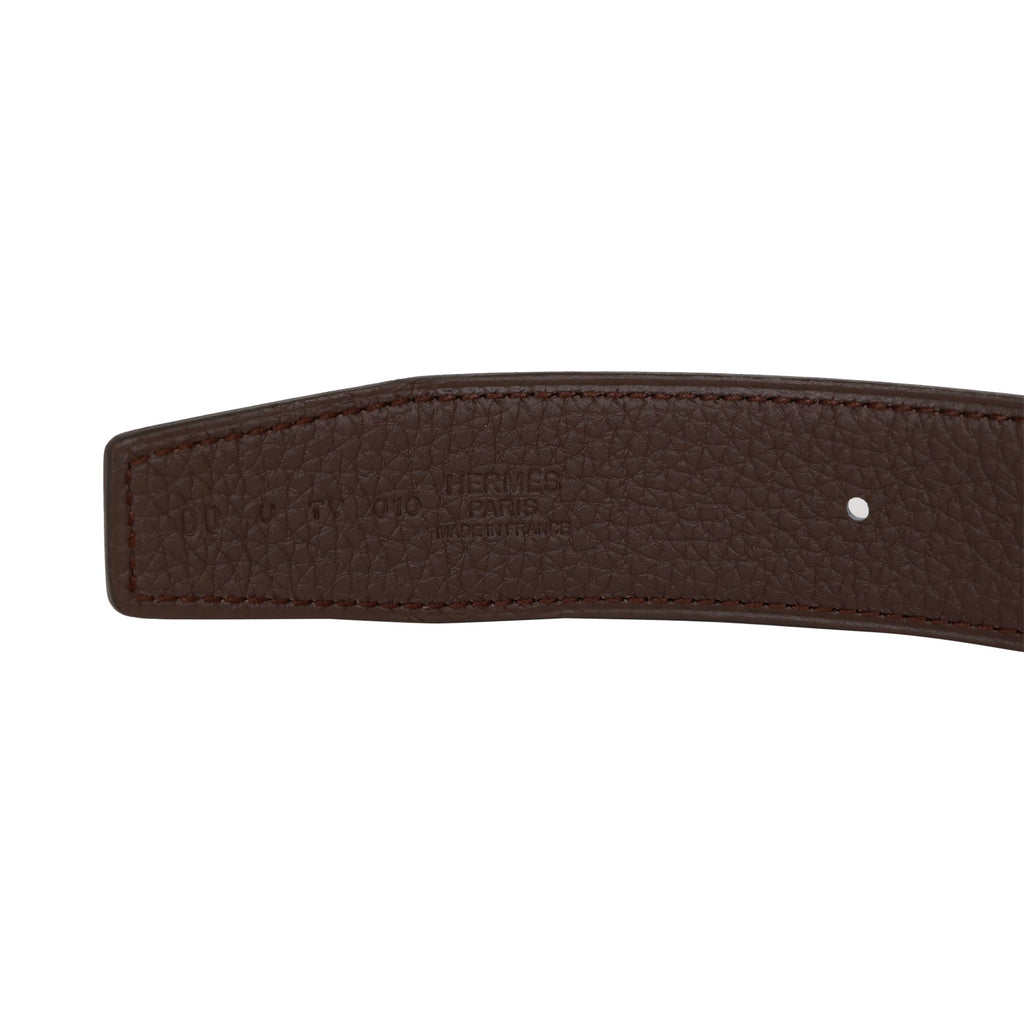Hermes 32mm Black/Chocolate Constance H Belt 90cm Black Buckle