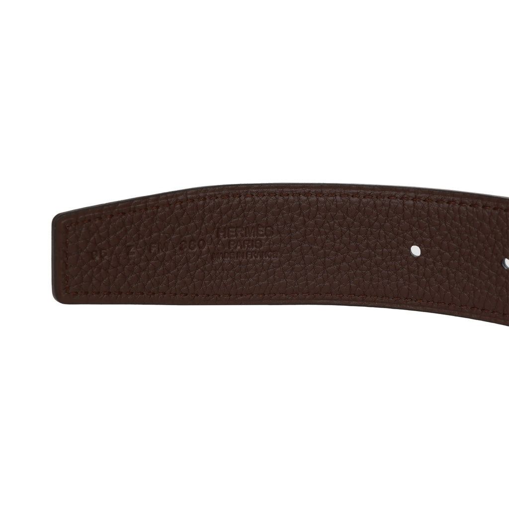 Hermes 32mm Reversible Black/Chocolate Constance H Belt 95cm Gris Moyen Buckle