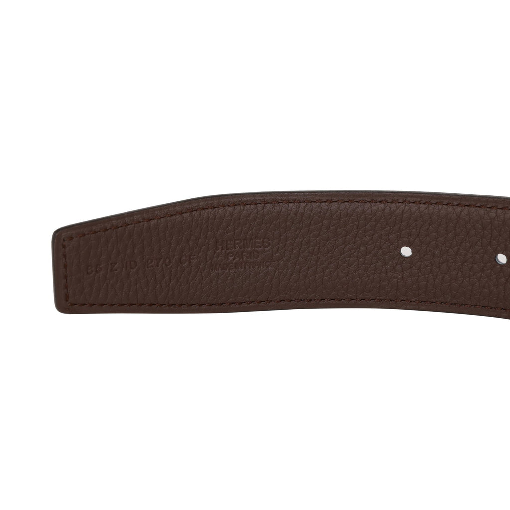 Hermes 32mm Black/Chocolate Constance H Belt 85cm Palladium Buckle