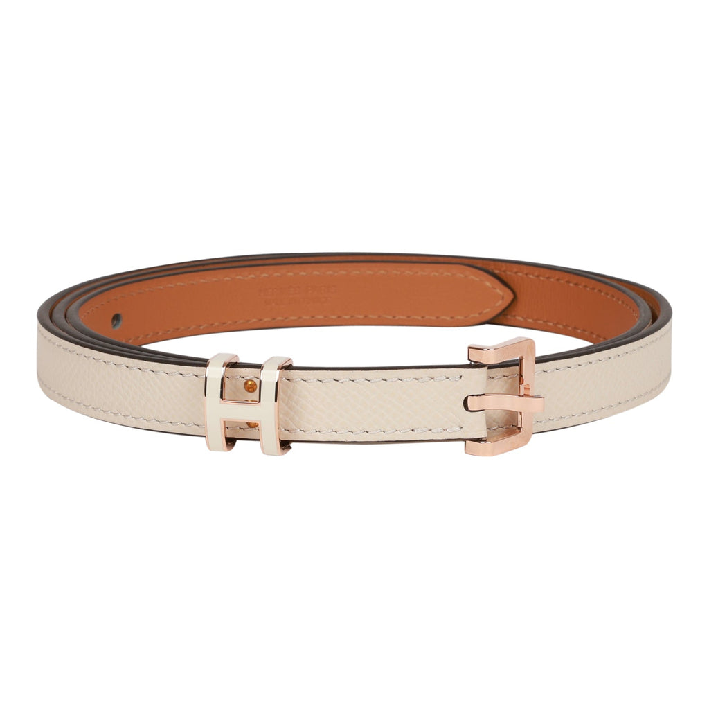 Auth Hermes 32mm Reversible Belt Kit Strap Barenia/ White 90cm