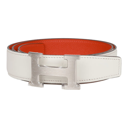 Authentic HERMES Constance Silver H Buckle Red Reversible Leather Belt 70 +  Box