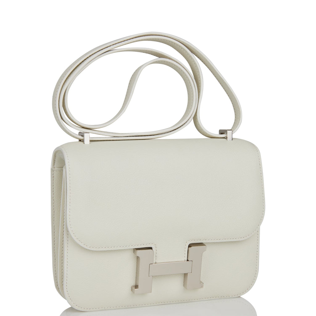 Hermès Evercolor Optique Enamel Mini Constance 18 - White Shoulder