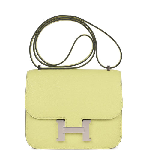 HERMES Paris Constance bag in white leather, gold metal …