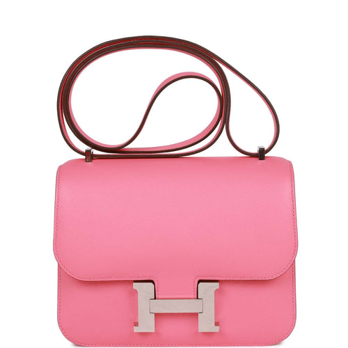 Pre-owned Hermes Constance 18 Rose Azalee Swift Palladium Hardware