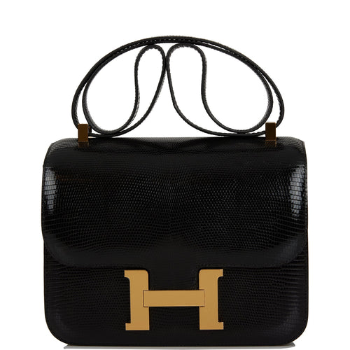 Hermes Constance 24 Black Lizard Niloticus Gold Hardware