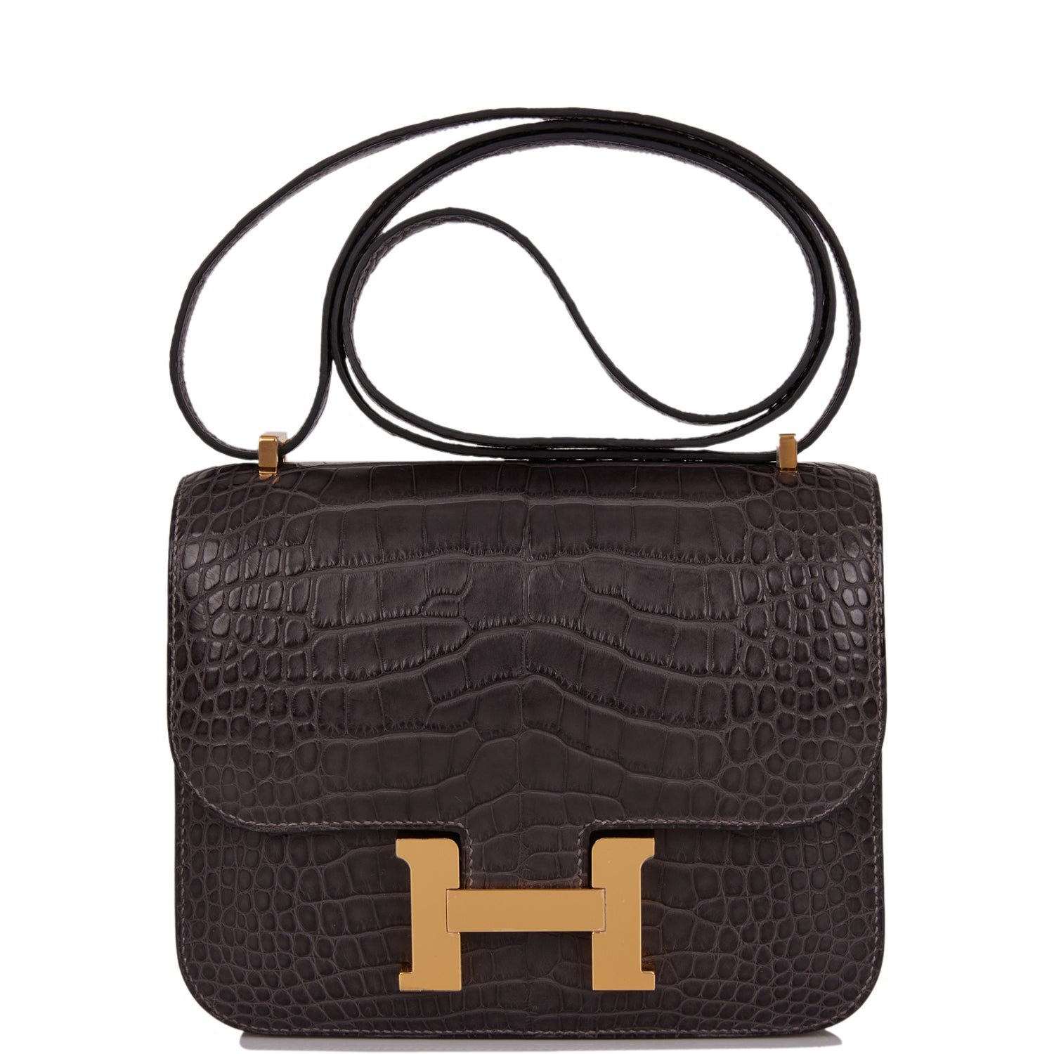 Hermes Constance 18 Graphite Matte Alligator Gold Hardware – Madison ...