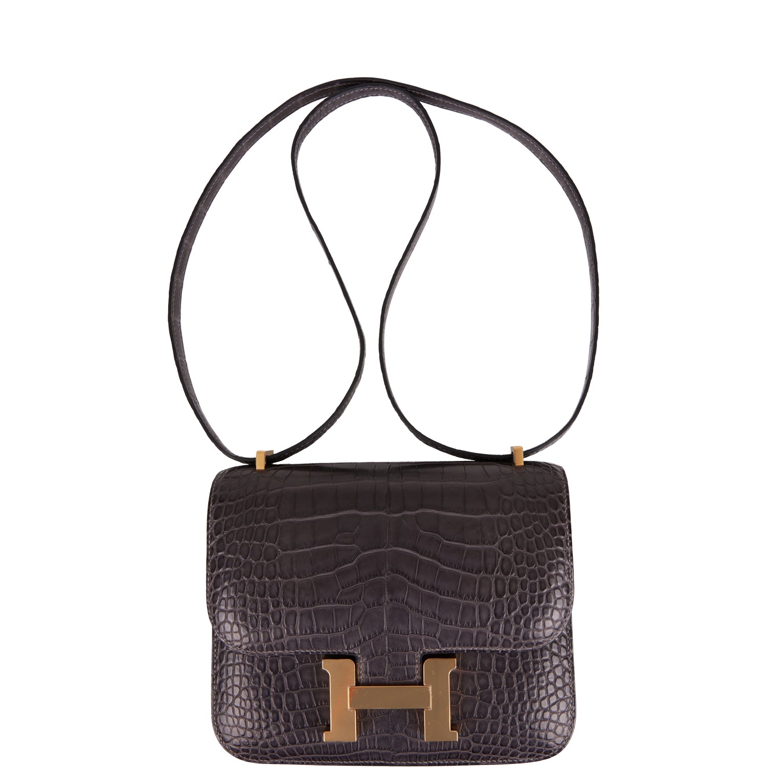 Hermes Constance 18 Graphite Matte Alligator Gold Hardware – Madison ...