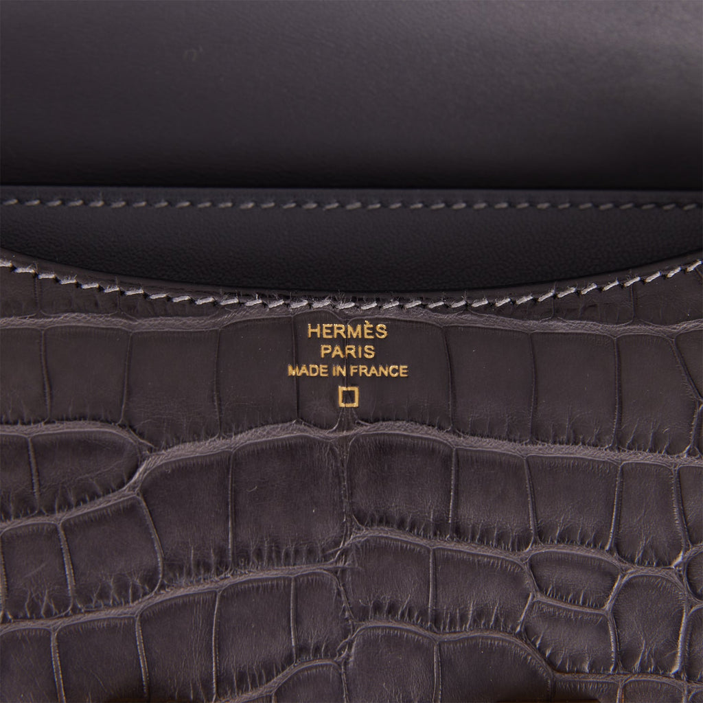 Hermes Constance 18 Graphite Matte Alligator Gold Hardware Grey Madison Avenue Couture