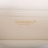Chanel White Quilted Lambskin Rectangular Mini Classic Flap Bag Light Gold Hardware