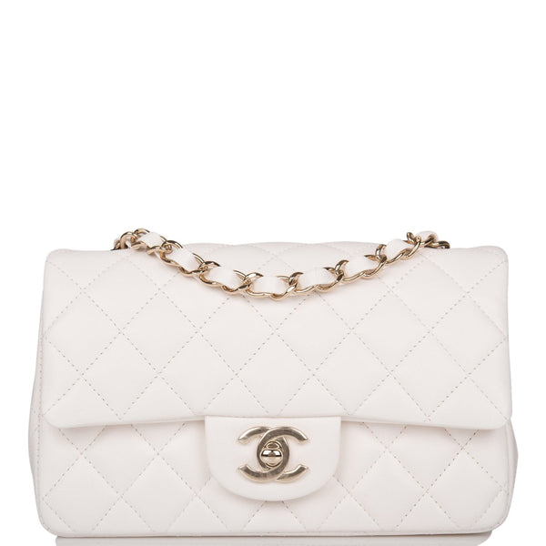 Chanel White Quilted Lambskin Rectangular Mini Classic Flap Bag