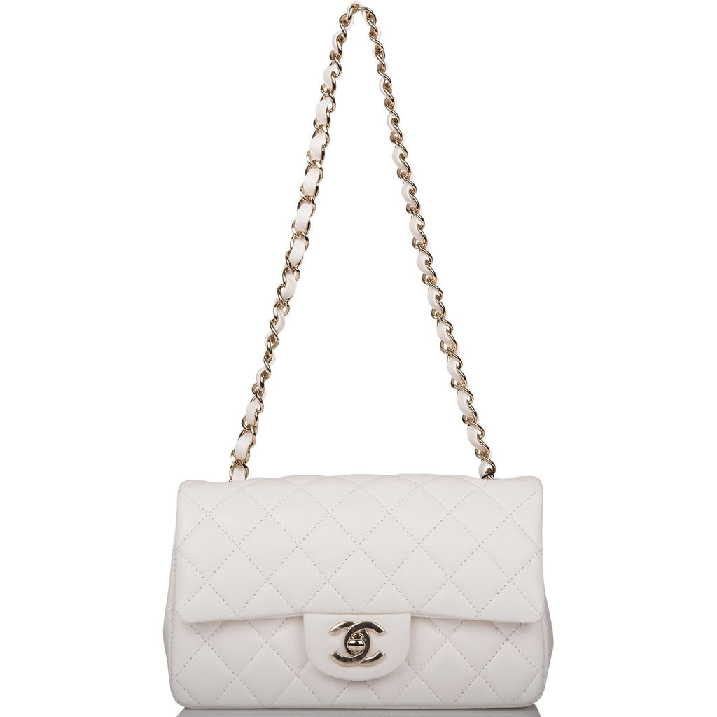 CHANEL Lambskin Quilted Small In The Loop Handle Flap Bag White 742697