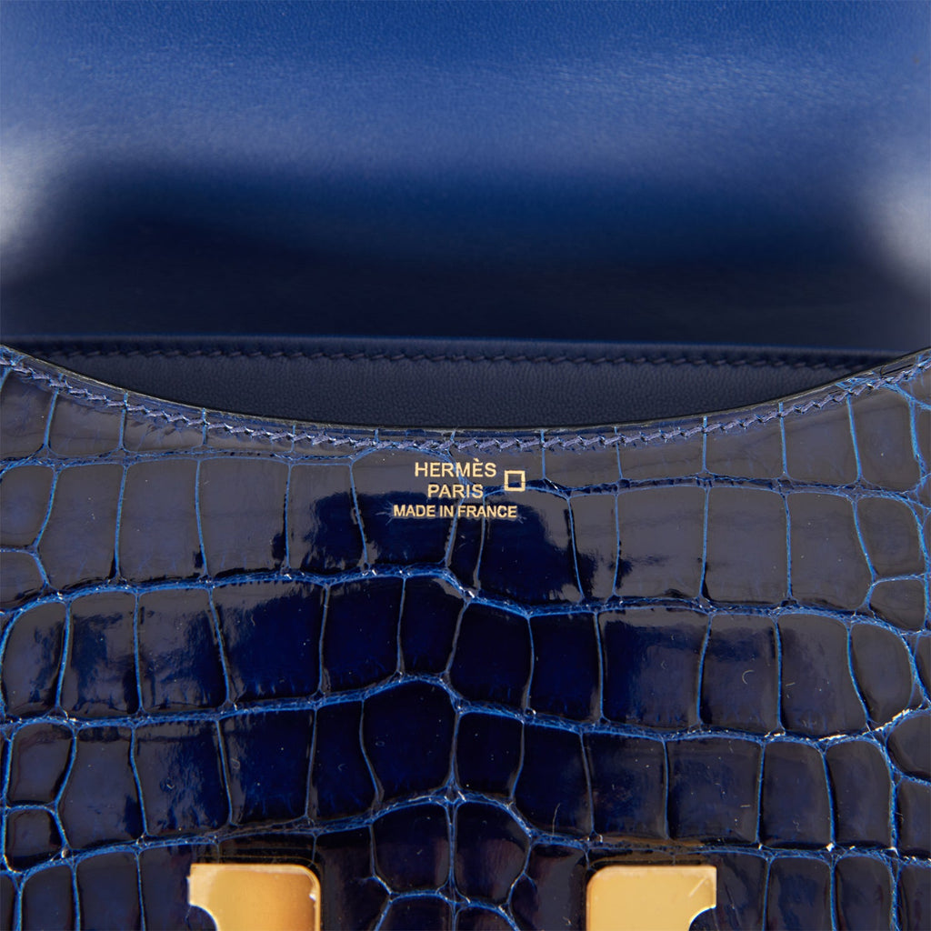 Hermès Bleu Saphir & Bleu Paon Shiny Alligator Constance Wallet GHW, myGemma, SG