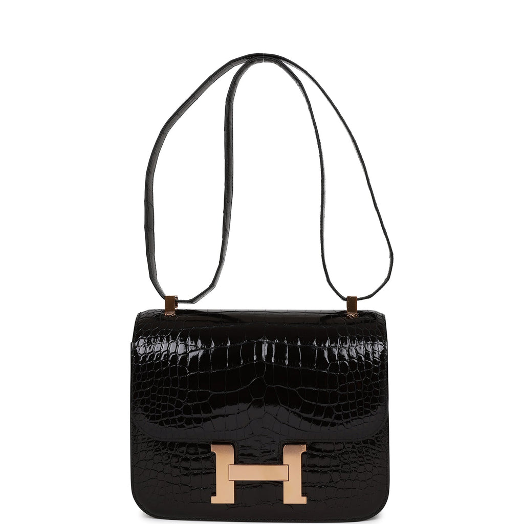 Hermes Black Madame Leather Rose Gold Plated Collier de Chien 24 Bracelet  Size 2 - Yoogi's Closet