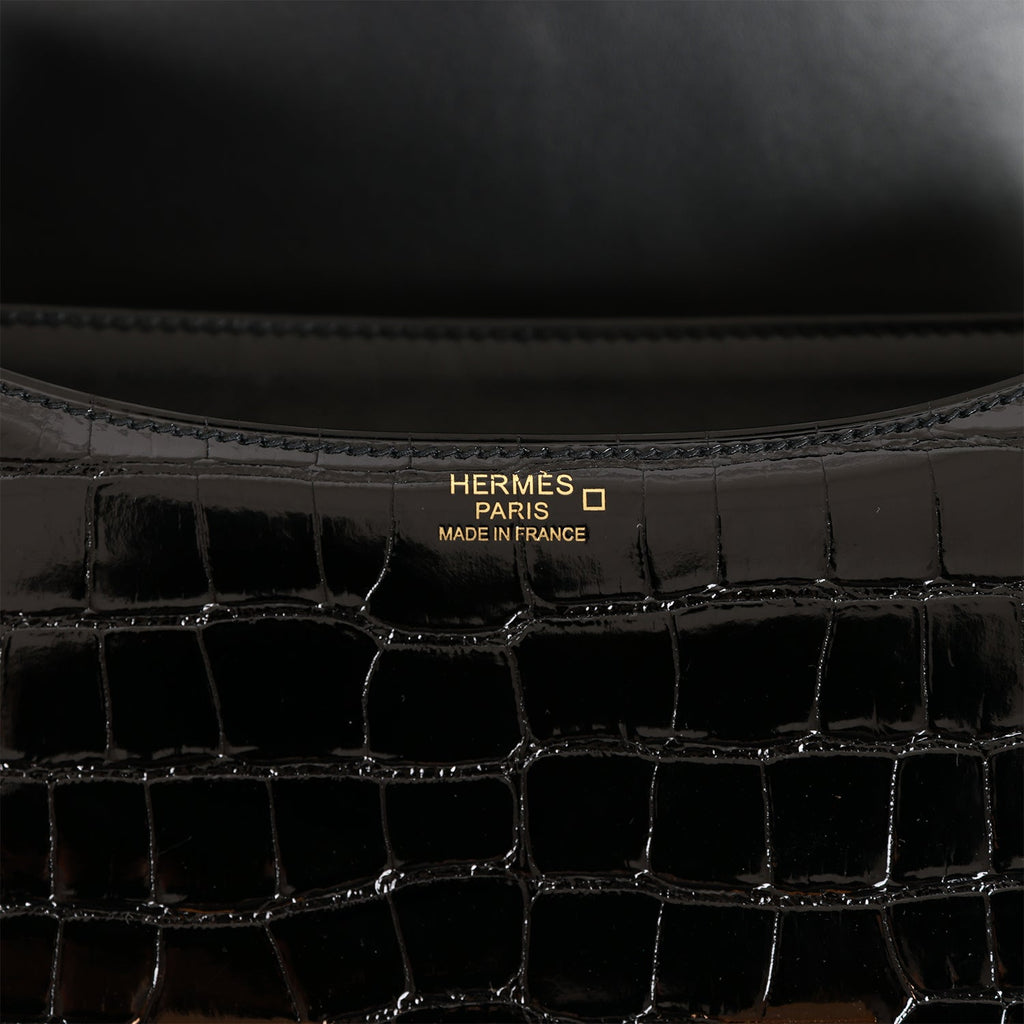 Hermès Constance 24 MM Crocodile Black Alligator Rose Gold Hardware
