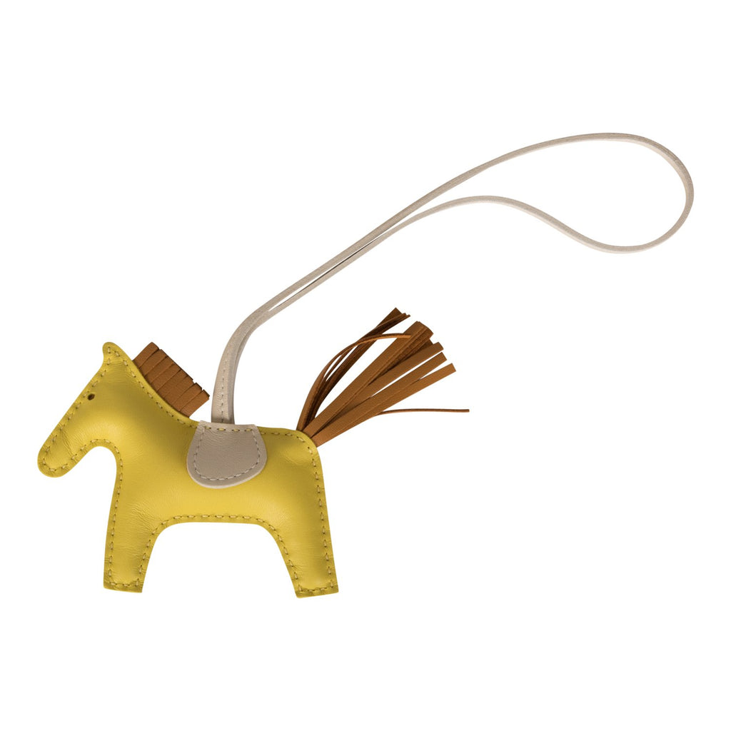 New]HERMES Milo Lambskin Grigri Rodeo Horse Bag Charm PM Lime Sesame –