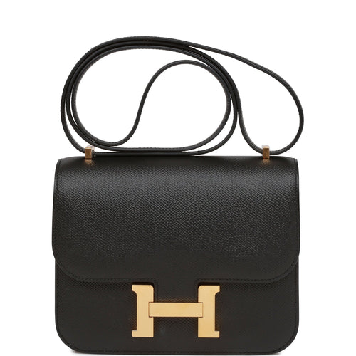 Pre-owned Hermes Constance 18 Black Epsom Gold Hardware