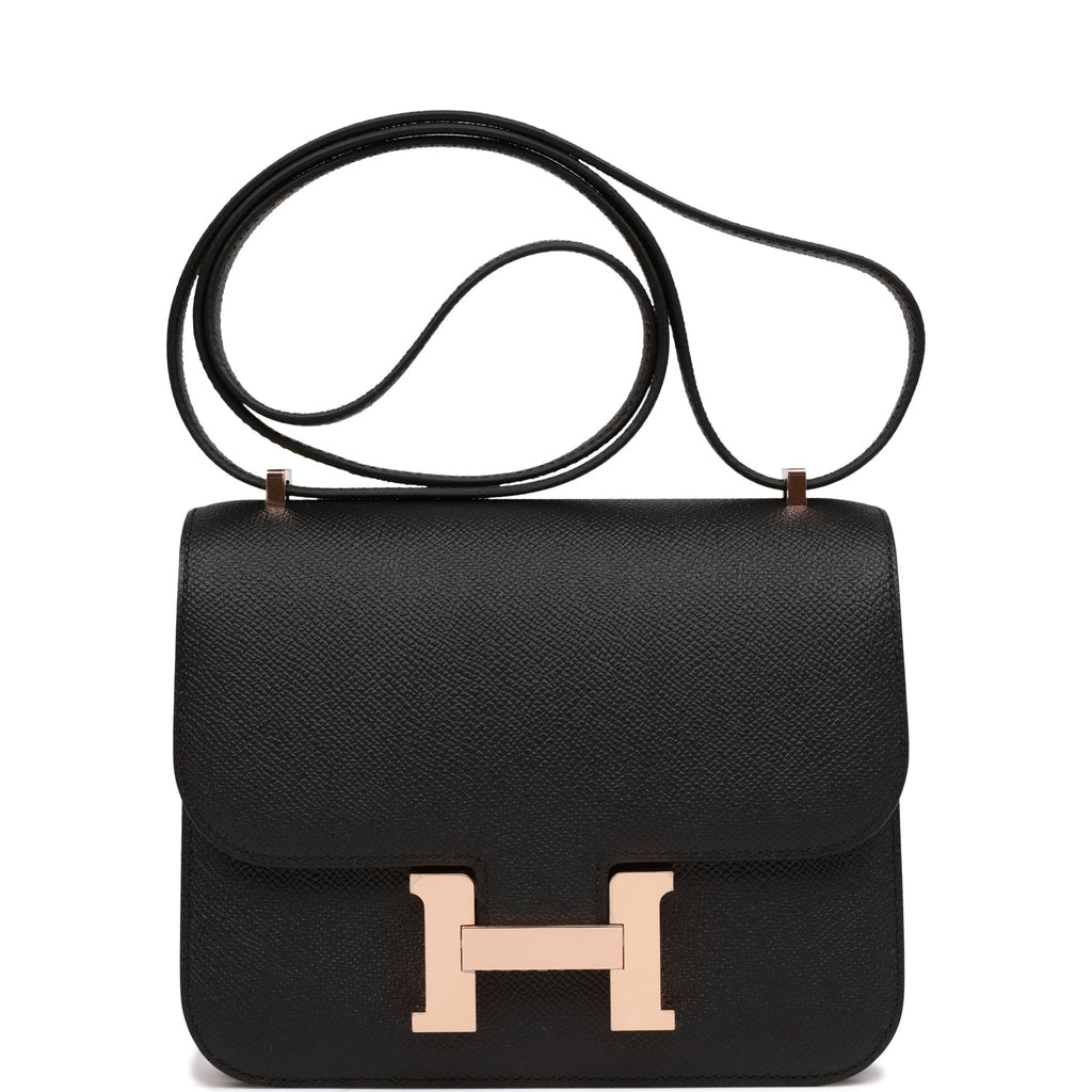 Hermès Constance PM 24cm Veau Epsom Noir 89 Rosegold Hardware – SukiLux