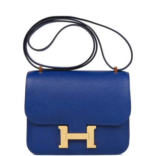 Hermes Constance 18 Bleu Electric Chevre Gold Hardware