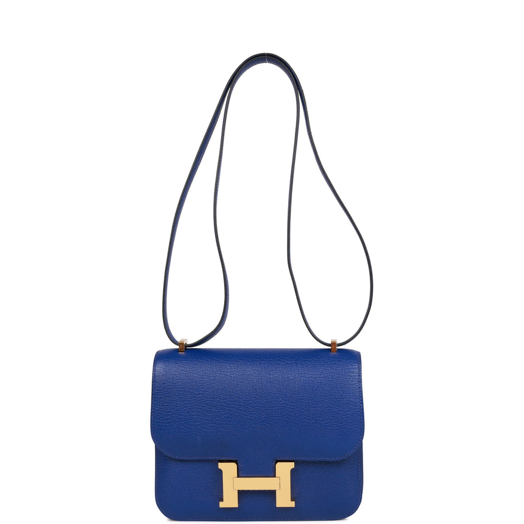 Hermès Constance 18 In Bleu Electrique Chevre Mysore With Gold