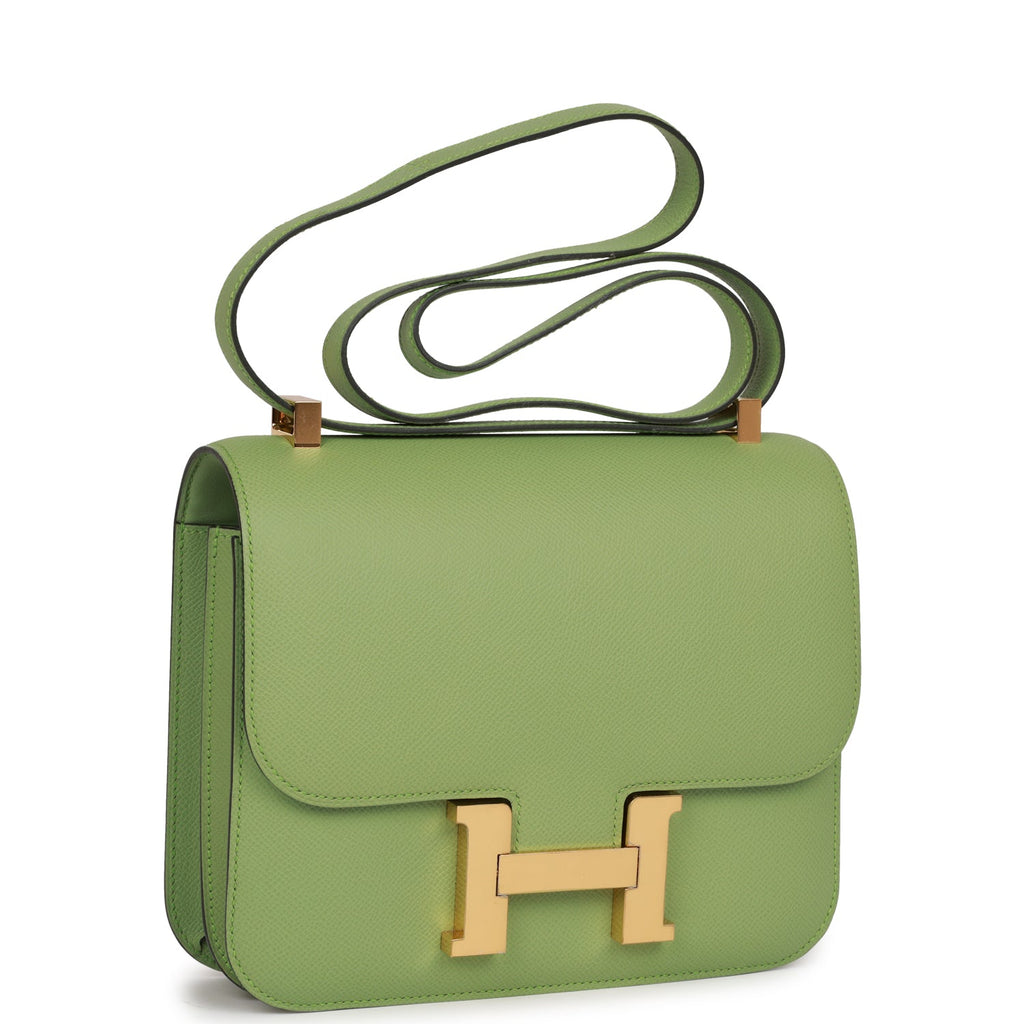 Hermes Epsom Leather Constance Bag 24 Kiwi Green