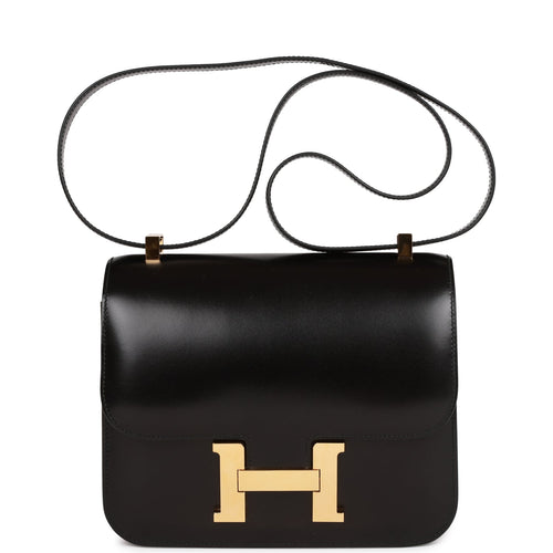 Pre-owned Hermes Constance 24 Black Box Gold Hardware