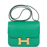 Hermès Mini constance croco shiny vert jade or Green Exotic