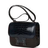 Hermes Constance 24 Tri-Color Black, Bleu Baltique and Vert Rousseau Shiny Alligator Palladium Hardware