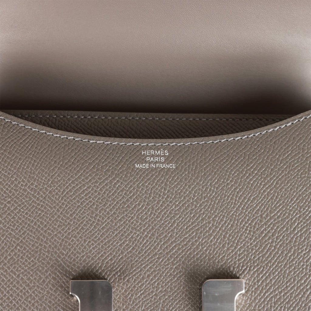 HERMÈS CONSTANCE 18CM GRIS MEYER Epsom Leather with Palladium Hardware