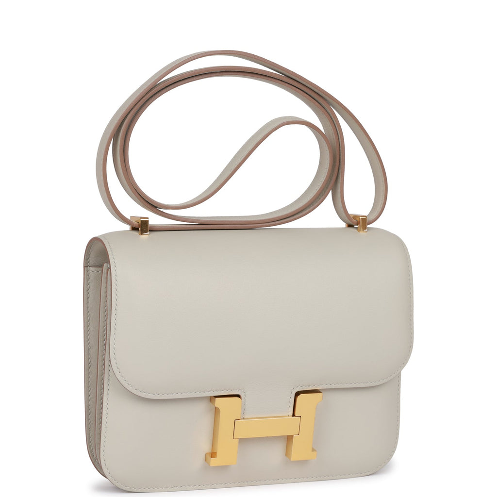 **SOLD OUT** NEW HERMES Constance Mini 18 Ostrich / Gris Perle / GHW