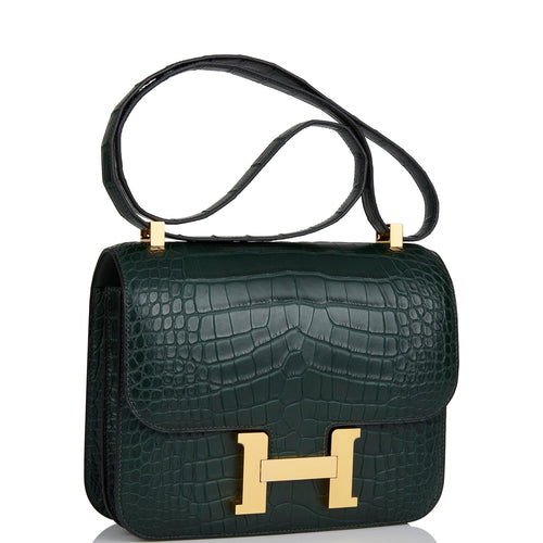 Hermes Constance 24 Vert Fonce Matte Alligator Gold Hardware