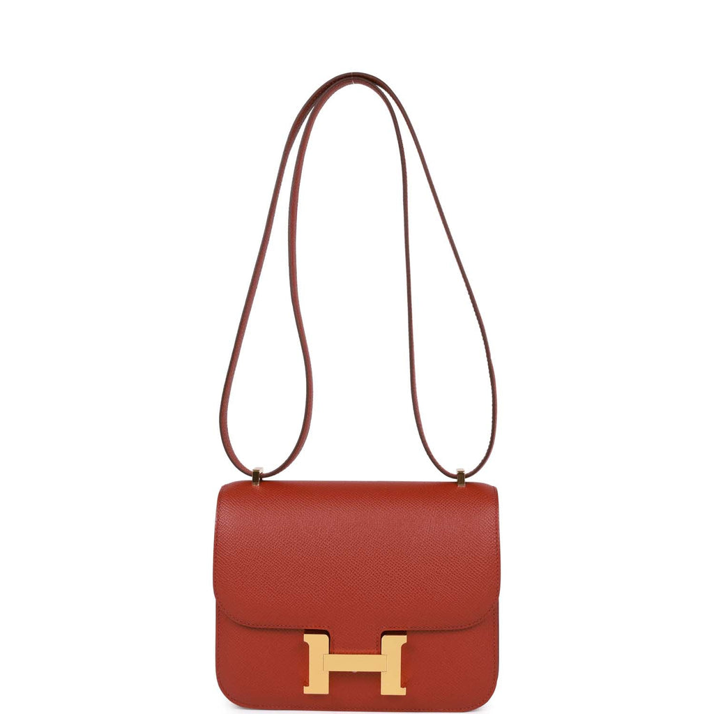 Hermes Constance 23cm ck55 Rouge H Epsom Bag Enamel PHW
