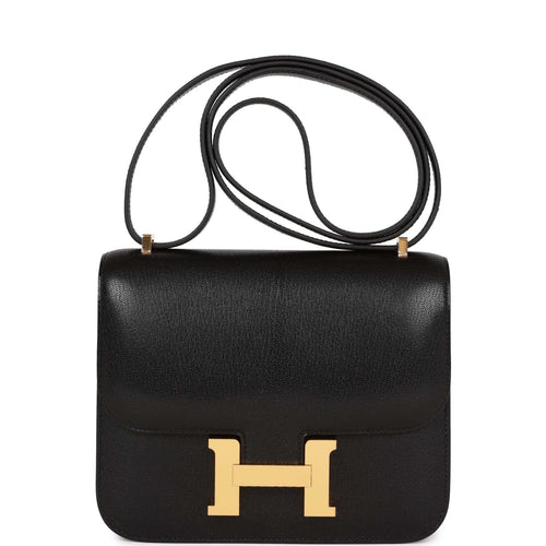 Hermes Constance 1-18 Black Chevre Gold Hardware