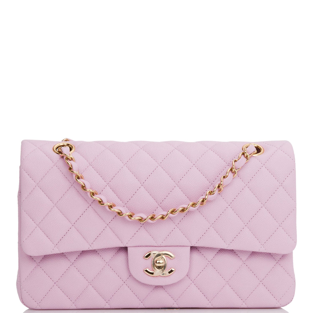 Buy CHANEL 21S Pink Clair Caviar Classic Flap Quilted Medium LGHW