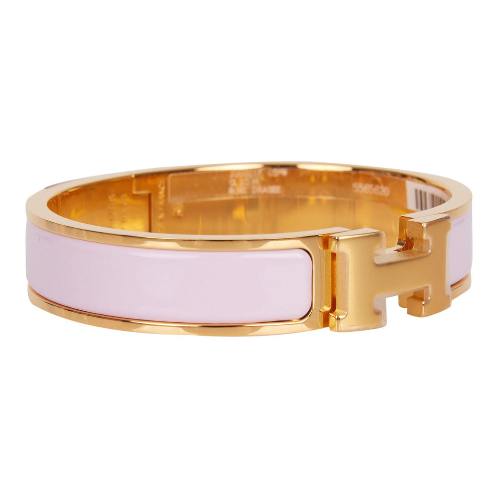 Hermès Clic Clac H Narrow Black Enamel Bracelet Rose Gold Hardware – SukiLux
