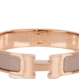 Hermes Marron Glace Clic Clac H Narrow Enamel Bracelet PM RGHW