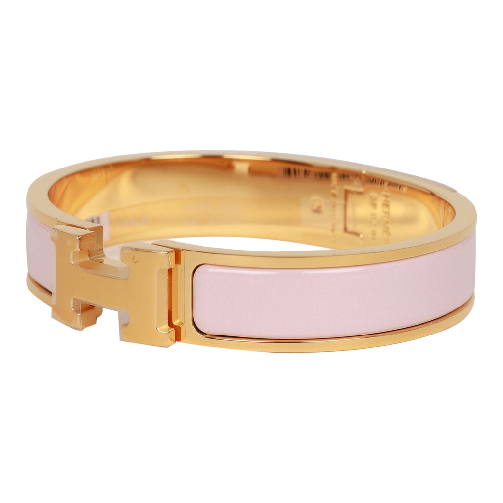 Hermes Rose Dragee Clic Clac H Narrow Enamel Bracelet PM GHW – Madison  Avenue Couture