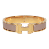 Hermes Marron Glace Clic Clac H Narrow Enamel Bracelet PM GHW
