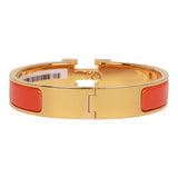 Hermes Orange Clic Clac H Narrow Enamel Bracelet PM GHW
