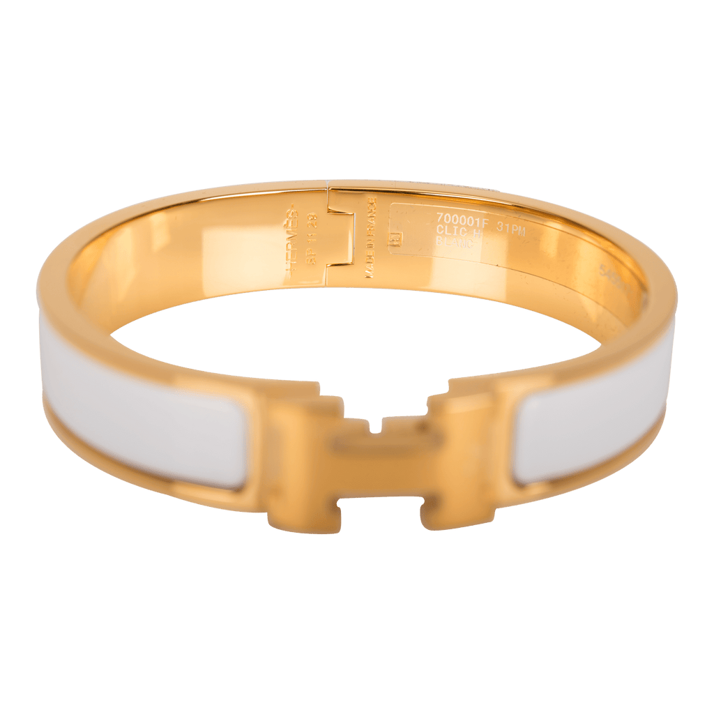 White hermes clic h bracelet Clearance