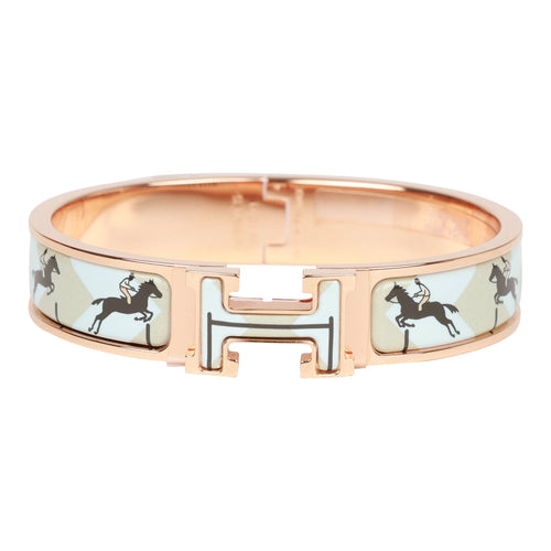 Hermes Les Allures Clic Clac H Narrow Enamel Bracelet PM RGHW