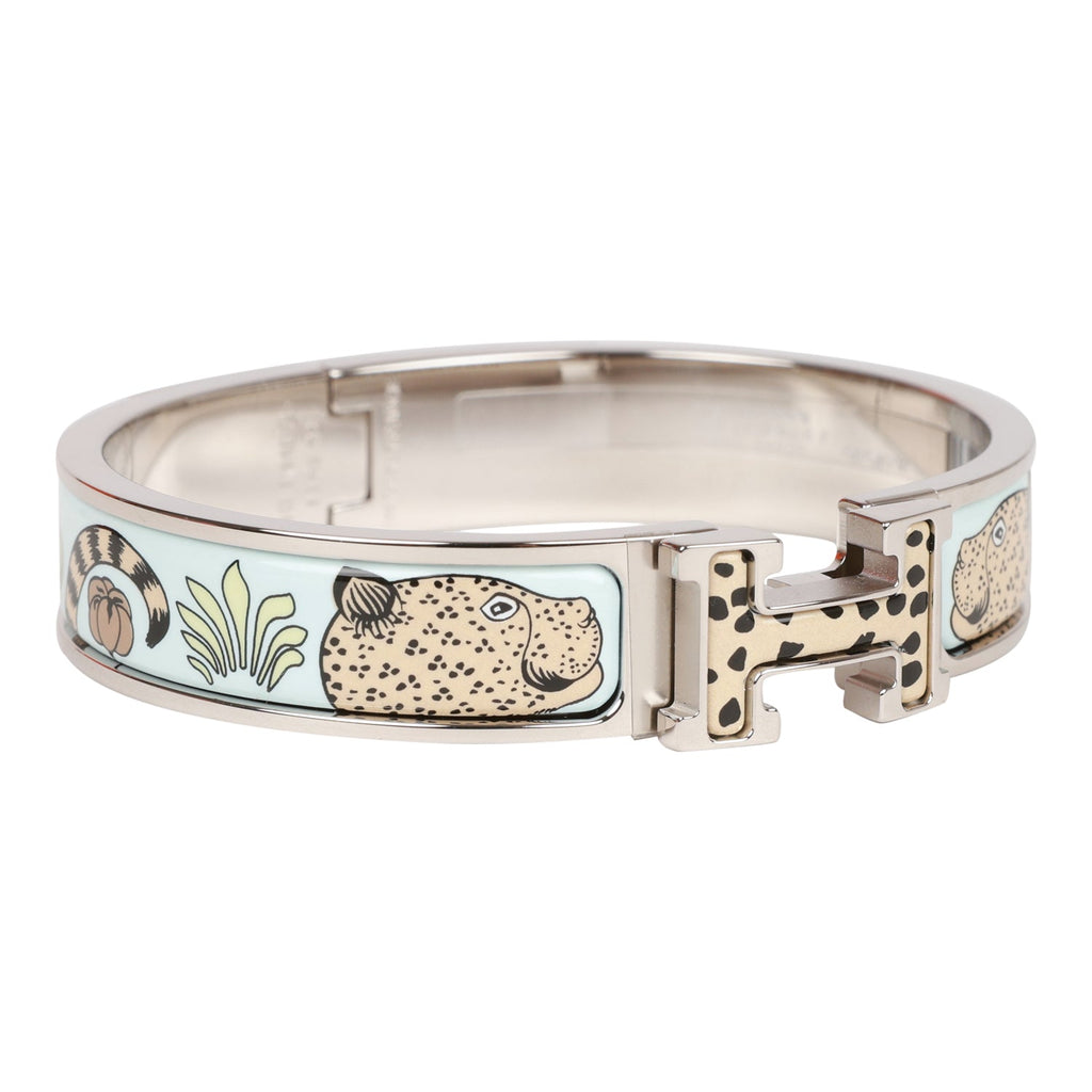 Hermes Les Leopards Clic Clac H Narrow Enamel Bracelet PM PHW – Madison  Avenue Couture