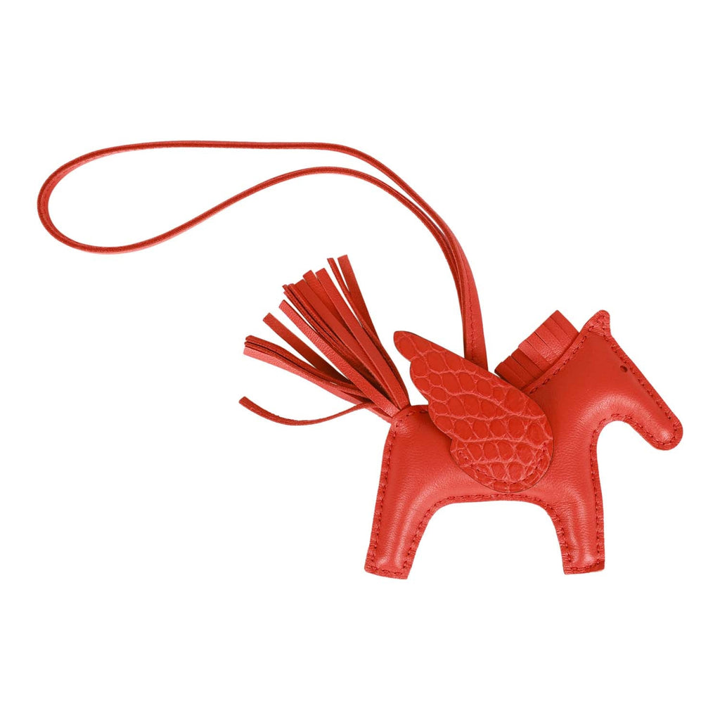Hermes Orange Poppy/Capucine Pegasus Horse Rodeo Touch Bag Charm PM