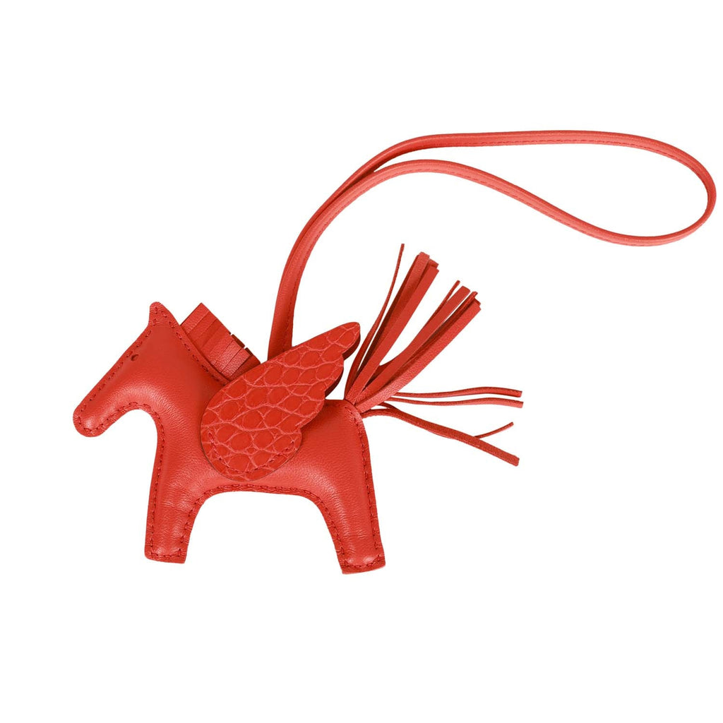 Hermes Orange Poppy/Capucine Pegasus Horse Rodeo Touch Bag Charm PM