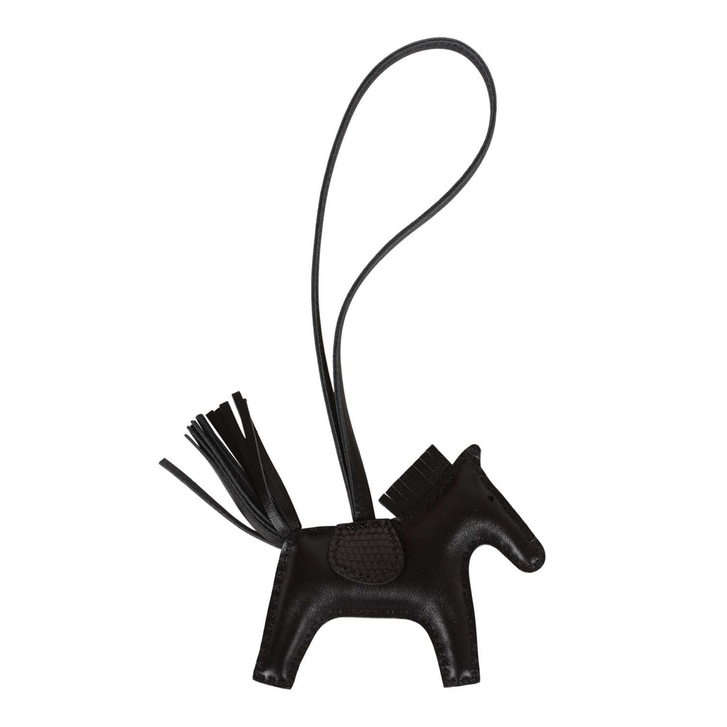 Hermes SO Black Horse Rodeo Lizard Touch Bag Charm PM – Madison Avenue  Couture