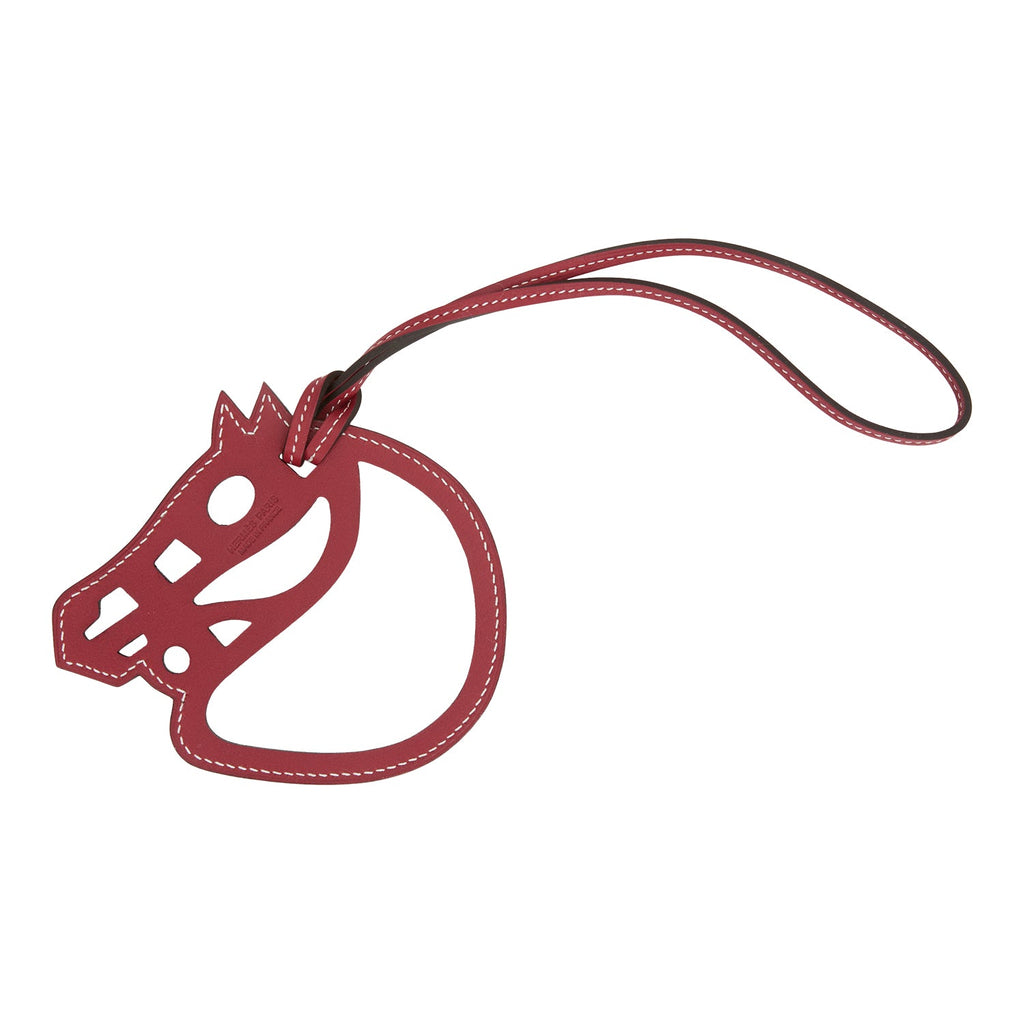 Hermes Paddock Cheval Horse Bag Charm Rouge Grenat Swift Leather