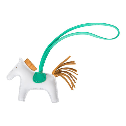 Hermes Bleu Brume/Sesame/Menthe Grigri Horse Rodeo Bag Charm PM
