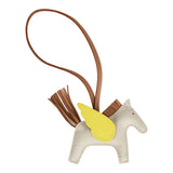 Hermes Craie/Chai/Lime Agneau Pegasus Horse Rodeo Bag Charm PM