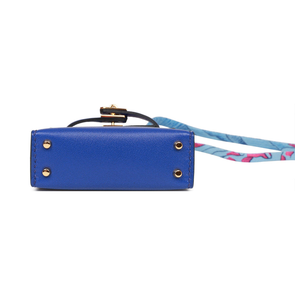 Bleu Saphir Tadelakt Micro Mini Kelly Twilly Bag Charm Gold Hardware, 2022, Handbags and Accessories, 2023